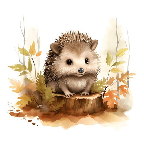 Aquarelle - Hérisson mignon