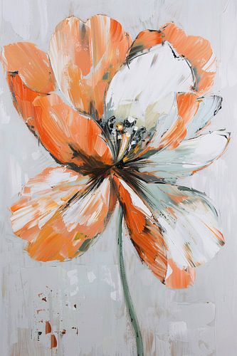 Abstracte bloem met levendige oranje tinten