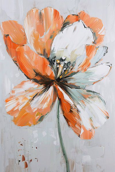 Abstrakte Blume mit leuchtenden Orangetönen von Art & Soul Creations