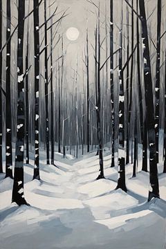 Wald im Winter von De Muurdecoratie