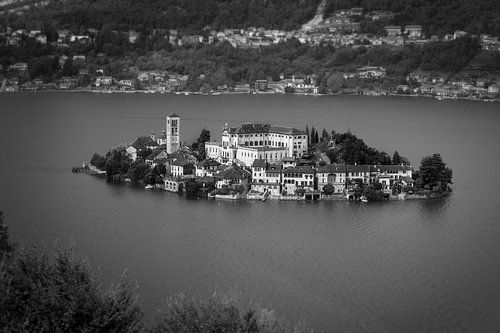 beautiful view on the isle of San Giulio in Lake Orta in Italy