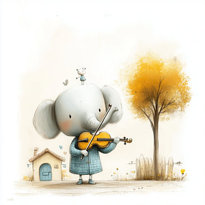 Der musikalische Elefant mit seiner Gitarre