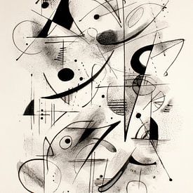 Ausdrucksstarkes abstraktes Gesicht in Schwarz-Weiß von Joriali Abstrakte Kunst