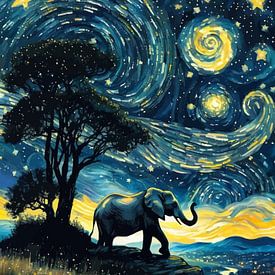 Elephant Under the Trees — Starry Night Theme by MIROKKU