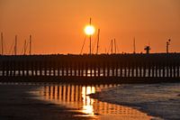 Sunset Cadzand with harbour as background