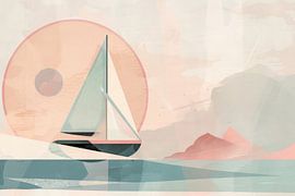 Abstracte Geometrische Zeilboot van Poster Art Shop