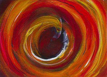 Kolkend rood - abstract schilderij van Qeimoy