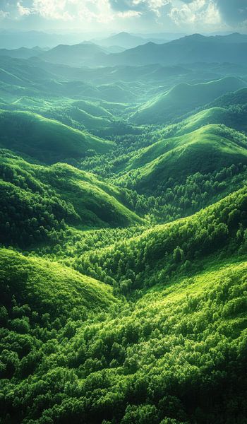 Rayons de soleil dans la vallée : Montagnes de sérénité par Mystic Artworks