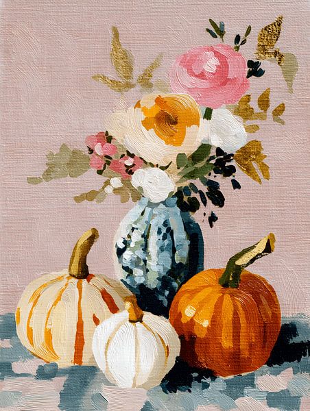Pumpkins with Flowers by Gypsy Galleria