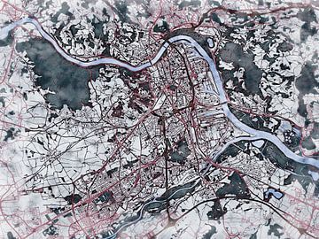 Kaart van Linz in de stijl 'White Winter' van Maporia