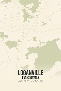Vintage landkaart van Loganville (Pennsylvania), USA. van Rezona