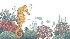 Golden Seahorse in Oceanic Coral Garden by Syapaat syapaat