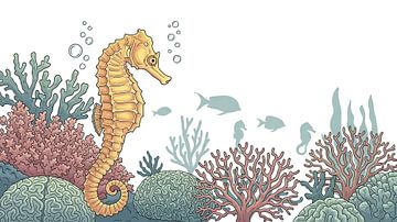 Golden Seahorse in Oceanic Coral Garden by Syapaat syapaat