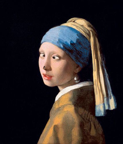 Girl with a Pearl Earring with a fly on the nose