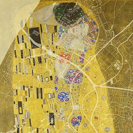 Kaart van Katwijk met de Kus van Gustav Klimt van Map Art Studio