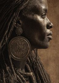 Portrait of African woman with dreadlocks and large earrings by Danny van Eldik - Perfect Pixel Design