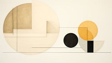 Drei Kreise und dreiviertel abstrakte Komposition von Vlindertuin Art