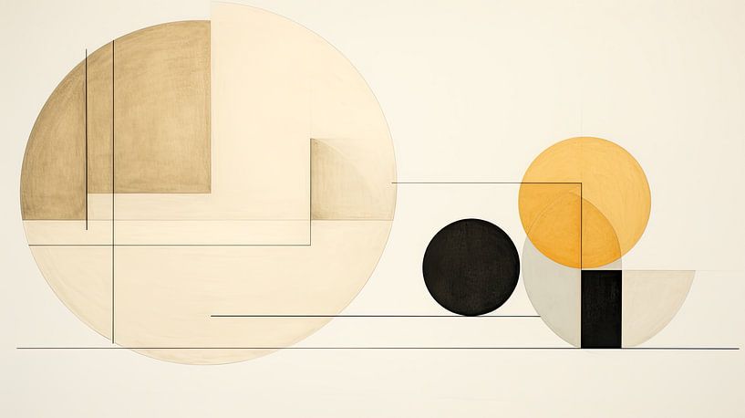 Geometrisch abstracte kunst met vier cirkels minimal art van Vlindertuin-Art