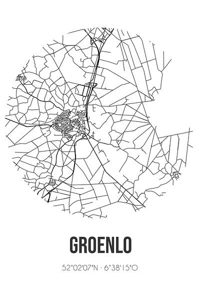 Groenlo (Gelderland) | Map | Black and white by Prints of Place