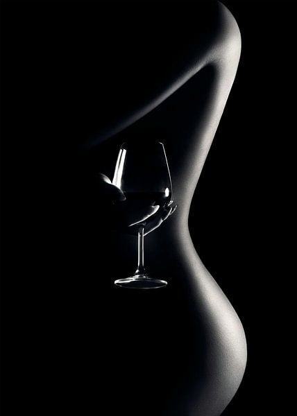 Nude woman red wine by Steven Kingsbury