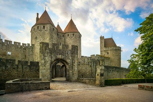 Carcassonne, de ingang van La Cité, Frankrijk