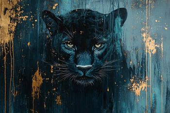 Schwarzer Panther mit goldenen Akzenten