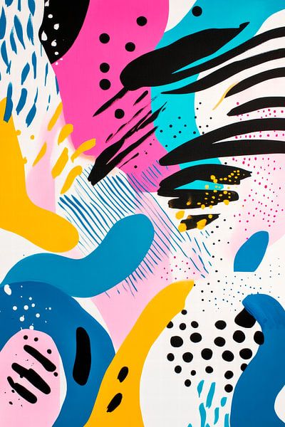 Kleurrijke abstractie met lijnen en stippen van Poster Art Shop