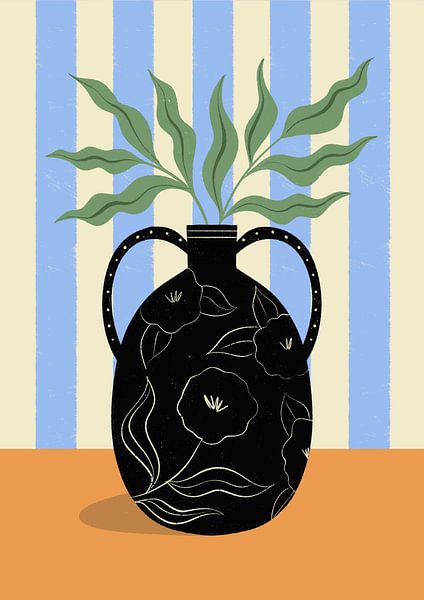 Blätter in gemusterter Vase von Melissa Donne