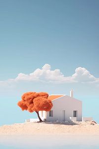 La maison et l'arbre dans une île grecque sur haroulita