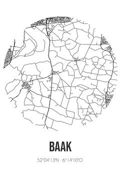 Baak (Gelderland) | Landkaart | Zwart-wit van Rezona