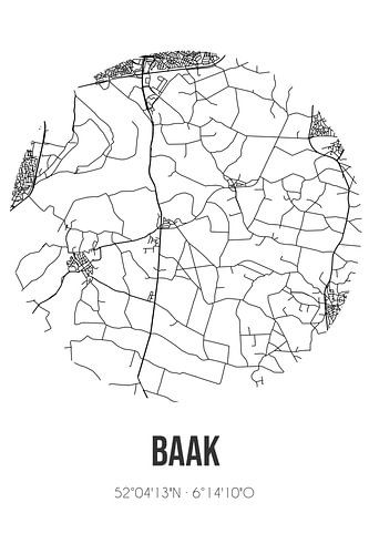 Baak (Gelderland) | Landkaart | Zwart-wit