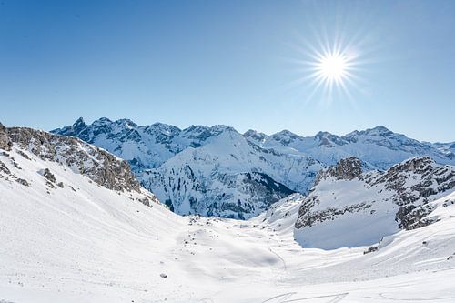 Winteruitzicht op de Allgäuer Alpen in het Rappenalpendal