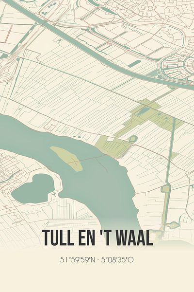 Alte Karte von Tull en 't Waal (Utrecht) von Ortsdrucke