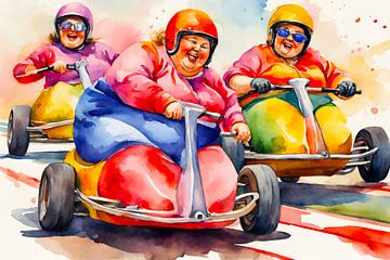 3 dames sociables karting sur De gezellige Dames