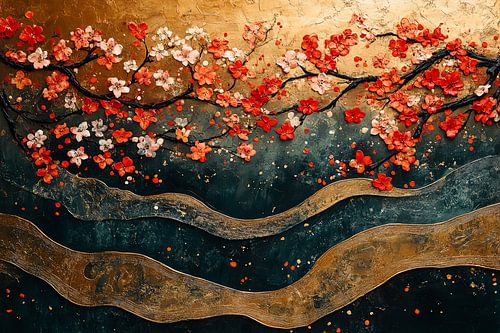 schilderachtig japanse kunst bloemen abstract
