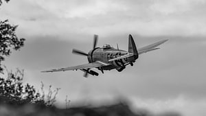 USAAF Republic P-47D Thunderbolt in schwarz und weiß.