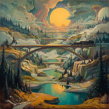 Mystical Dreamscape Landscape with Ethereal Scenery by Aden Pink Studio