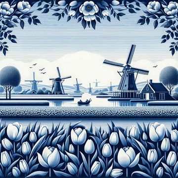 Delfts blauw landschap van Art Studio RNLD