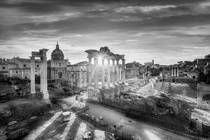 Das Forum Romanum in der Stadt Rom. von Manfred Voss, Schwarz-weiss Fotografie