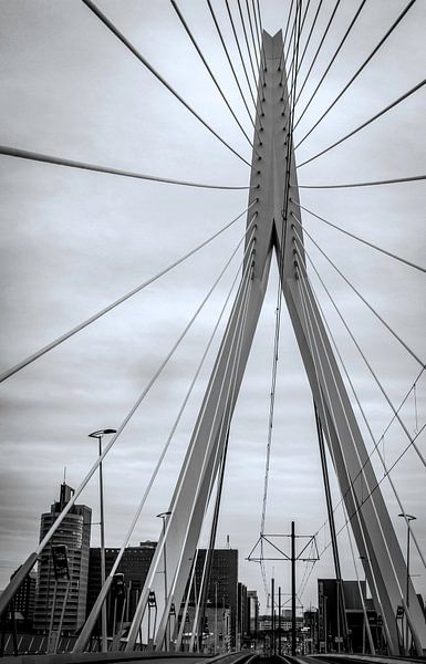 Erasmus Bridge Rotterdam in black and white by Marjolein van Middelkoop