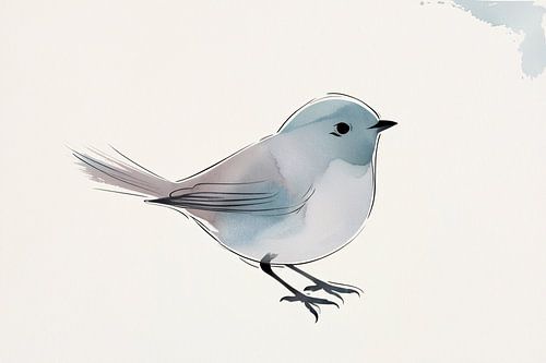 Minimalistisch vogelontwerp in aquarel