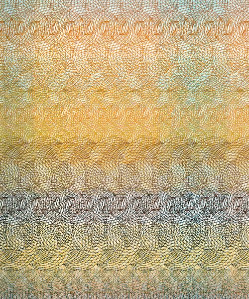 Cercles graphiques dans le motif, ocre par Rietje Bulthuis