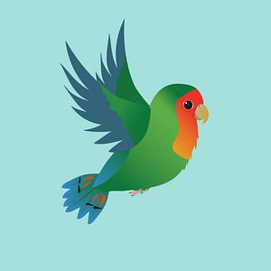 Fliegender grüner Papagei