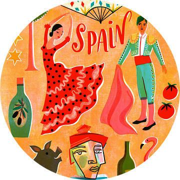 Zeefdruk Vintage Reizen Spanje van uta krogmann