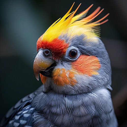 Cockatiel à crête jaune et joues orange