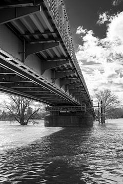 Die Wilhelmina-Brücke in Deventer bei Hochwasser von Jeroen Hanskamp Art