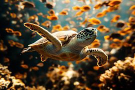 Turtle in underwater world by Art & Soul Creations