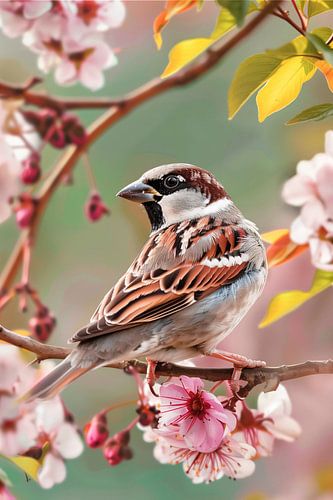 Boommus met kersenbloesems
