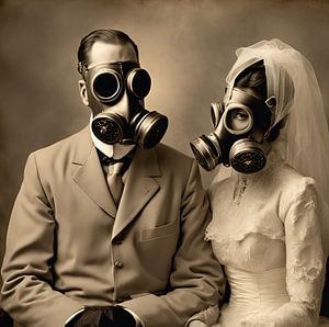 Masque à gaz de la mariée Sépia