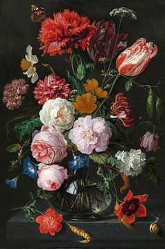 Bloemen in glazen vaas - Origineel